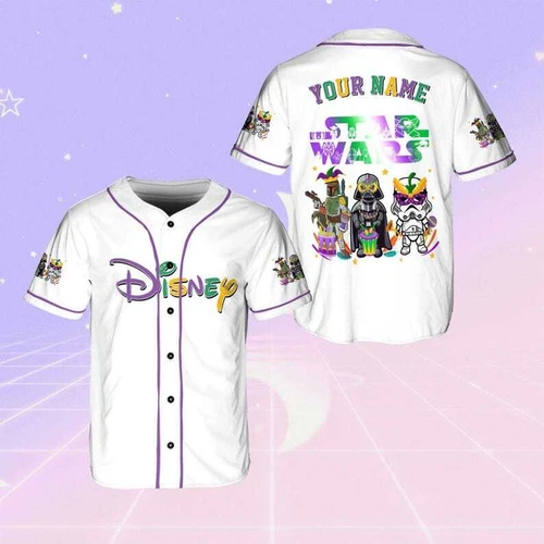 Personalized Boba Fett Darth Vader Stormtrooper Mardi Gras Baseball Jersey Shirt