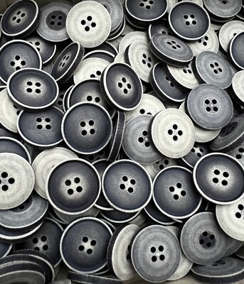 10 x Kunststoff Knopf Knöpfe anthrazit/weissgrau 20mm,  4-Loch,  NEU (B71)