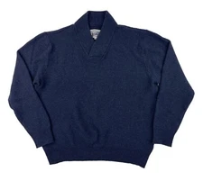 Schott Bros V-Neck Thermal Knit Wool Blend Sweater Navy Blue Men's Size 2XL XXL