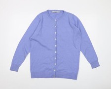 Isle Damen blau Rundhalsausschnitt Acryl Cardigan Pullover Gr&ouml;&szlig;e 14