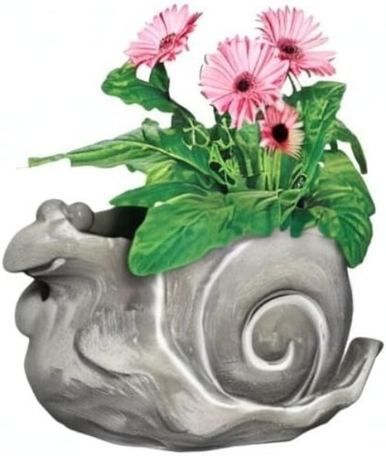 Adorable 8-Inch Cement Snail Planter with Drainage Hole for Indoor & Outdoor Use - Picture 8 of 8