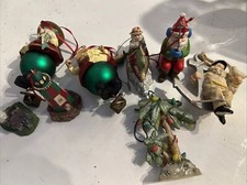 Christmas Ornaments Fisherman , Nautical Lighthouses, Palm Tree Set Of 8 Resin