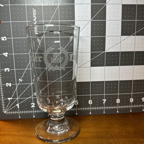 2 New Peter Luger NYC  Steakhouse Etched Footed Pedestal Glass - Picture 1 of 9