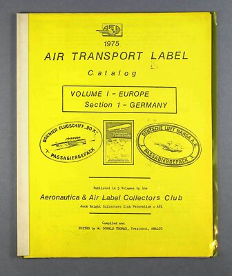 LUFTVERKEHRSETIKETTEN KATALOG BAND 1 EUROPA ABSCHNITT 1 DEUTSCHLAND 1975 DONALD THOMAS