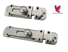 4" INCH & 6" INCH Pair Flat Bolt Tower DOOR BOLT FLAT LATCH CHROME FINISH BOLTx4