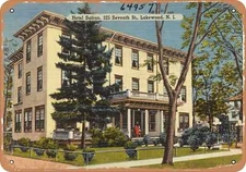 METAL SIGN - New Jersey Postcard - Hotel Safran, 325 Seventh St., Lakewood, N.