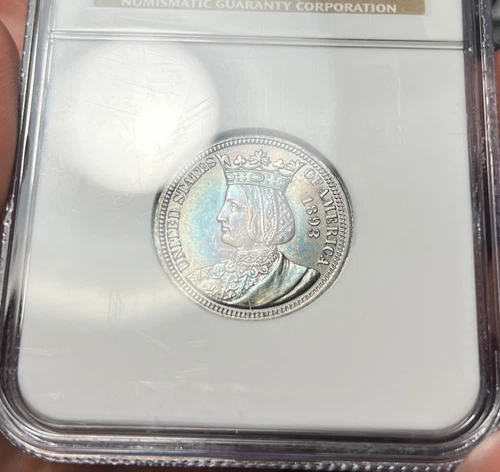 1893 25C MS64 NGC Toned Isabella Commemorative Quarter - Beautiful Toning - PQ