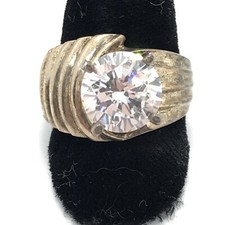 Vintage 925 Sterling Silver  Solitaire Cut Cubic Zirconia Stunning Ring sz 7