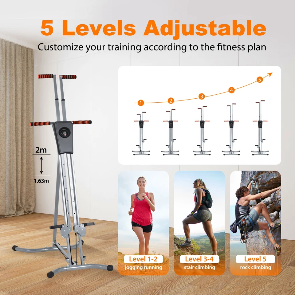 Vertical Climber Exercise Machine Home Stair Stepper w/5-Level Height Adjustable - image 2 of 4