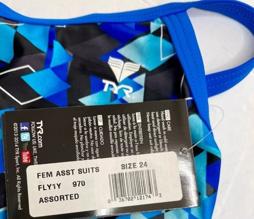 TYR TYReco Youth Girls LABYRINTH Diamondfit UPF50+ 1pc SwimSuit Blue $75 Size 24 - Picture 7 of 9