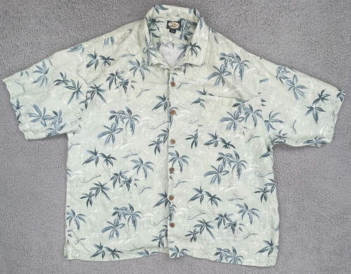 Tommy Bahama Hawaiian Shirt Mens XXL Green Floral Button Up Short Sleeve Linen - Picture 18 of 18