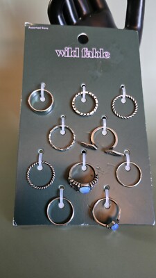 Wild Fable set of 10 Rings Silver Tone - Multiple designs. Assorted Sizes 