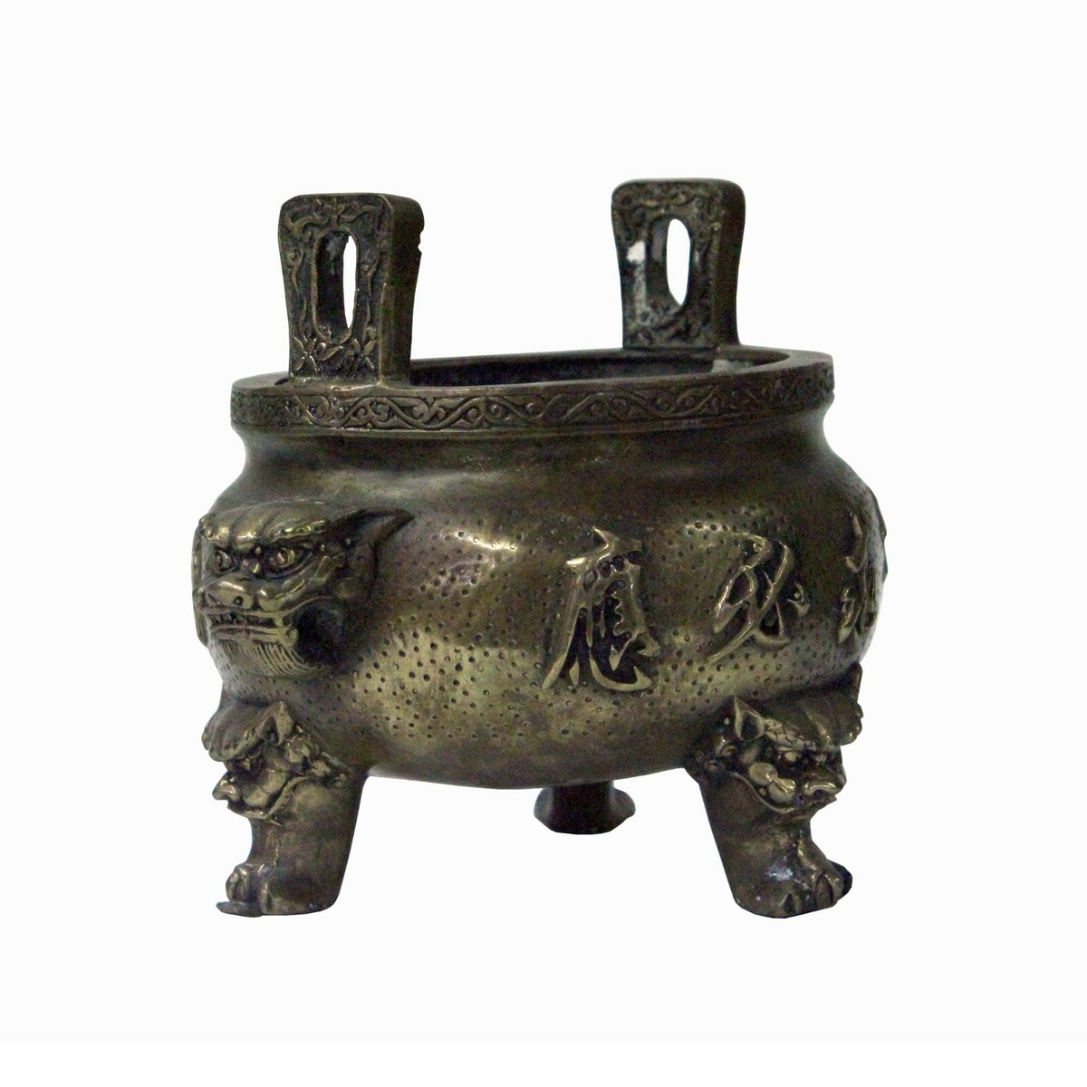 Chinese Oriental Rustic Bronze Color Metal Ding Display Figure ws1000S Chinese Oriental Rustic Bronze Color Metal Ding Display Figure ws1000S