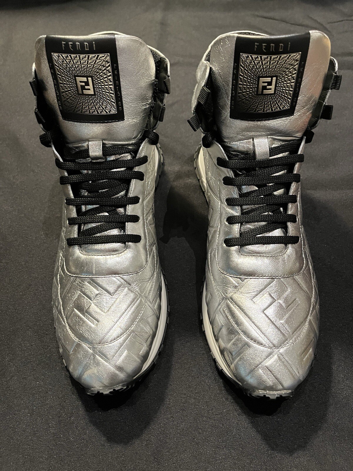 RARE FENDI PRINTS ON NICKI MINAJ TYPE MENS FF 9 SHOES US 10 SNEAKERS AUTHENTIC image 7