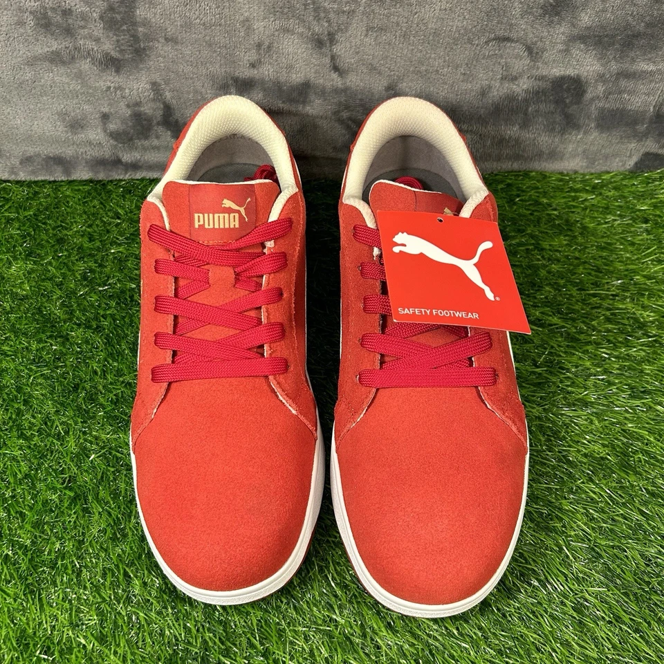 Tênis Puma icônico camurça feminino 9 vermelho branco biqueira composta trabalho antiderrapante - Imagem 3 de 4
