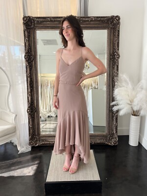 Jenny Yoo Lola Chiffon High Low Dress, Mauve, Size 10 | eBay