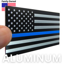 Aluminum Thin Blue Flag Decal Sticker Car Motorcycle Truck Support Police