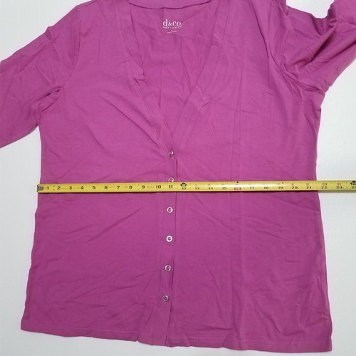 Denim & CO. Scrub Women's Large Pink Button Up Short Sleeve Cotton Stretch - Picture 6 of 12
