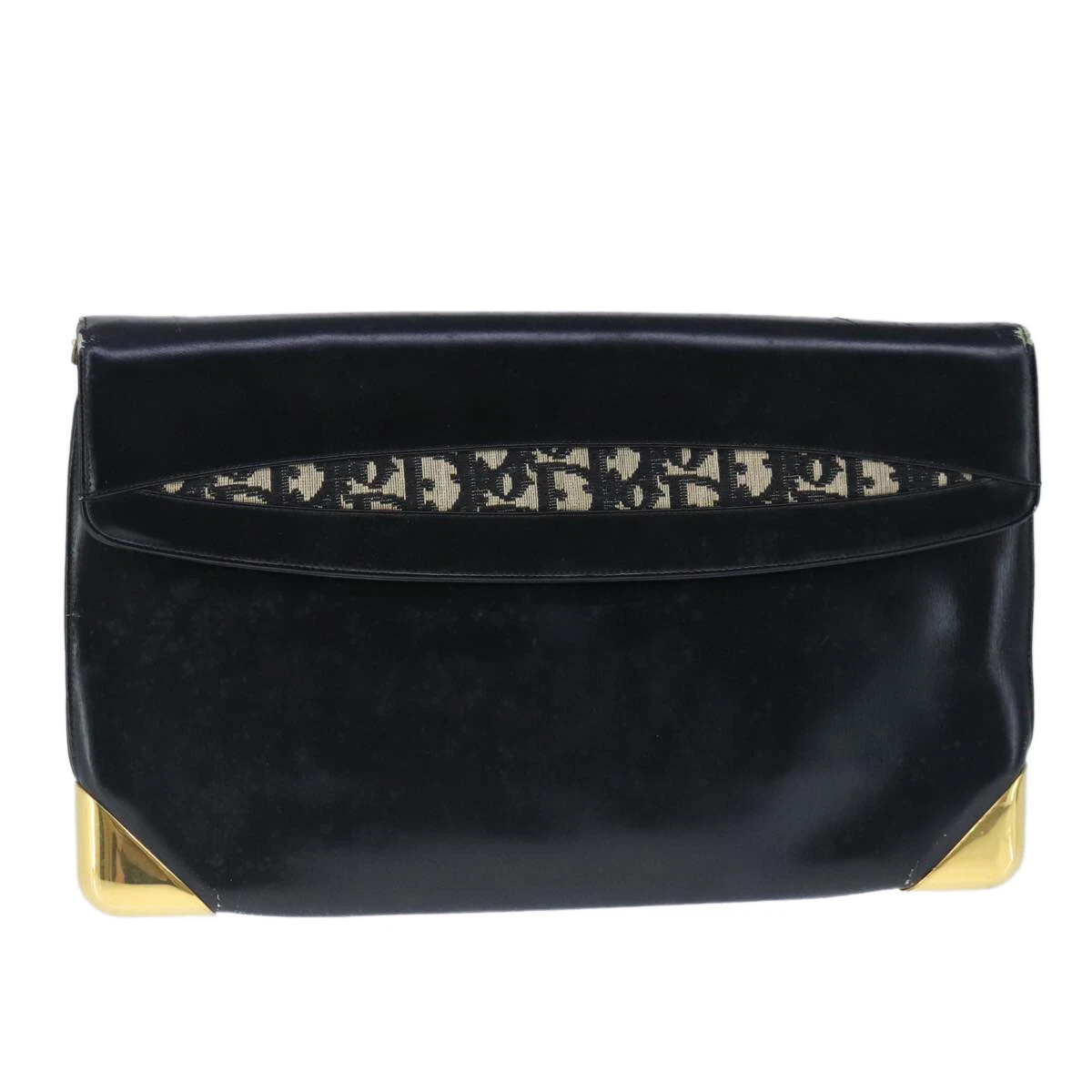 Sac pochette Christian Dior cuir noir authentique 102449