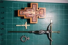 Vintage lot Religious Items Three Crucifixes and Prayer Ring.