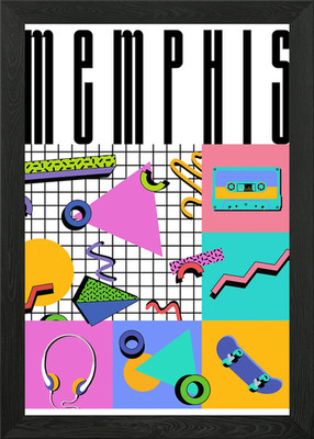Memphis Design Stil Druck gerahmt Wandbild Poster Leinwanddruck Bild