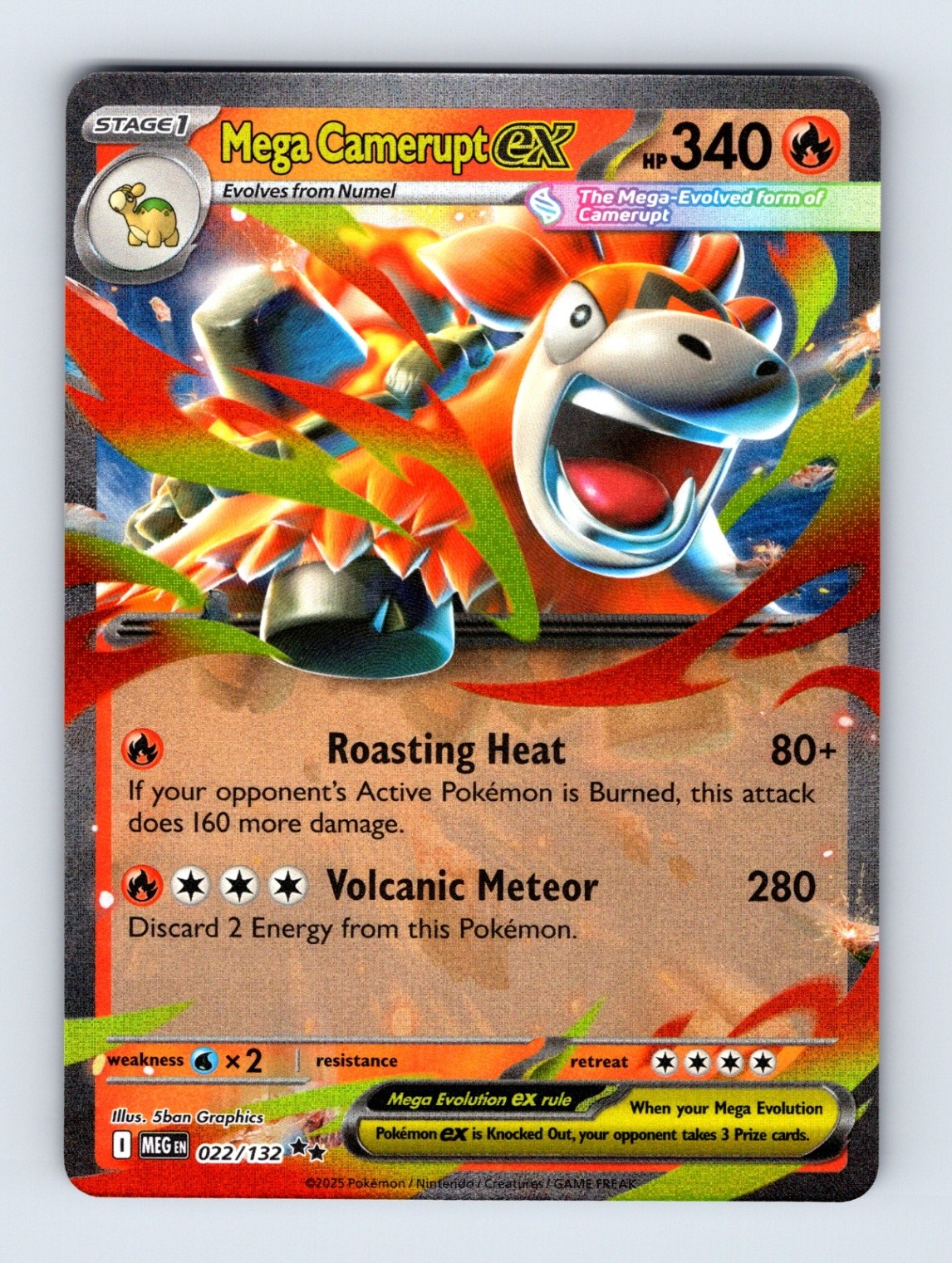 Mega Camerupt ex 022/132 Double Rare ME01: Mega Evolution 022/132 NM/LP