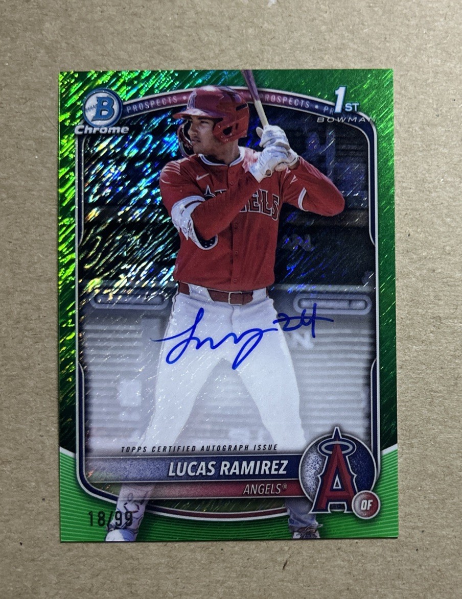 2025 Bowman Chrome Baseball Lucas Ramirez Green 1st Rookie Autograph Card /99