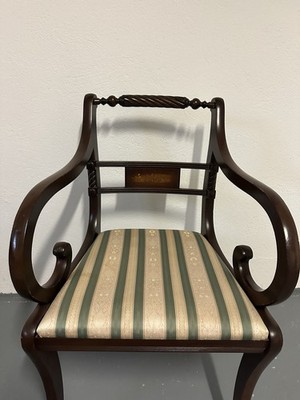Antiker Armlehnstuhl Biedermeier/Historismus | Klismos-Stil | Dunkles Holz