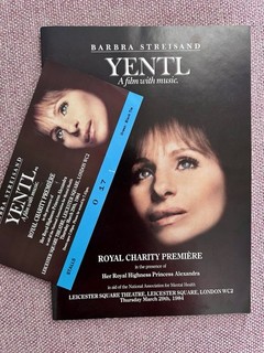 Streisand. Royal Charity Premiere Of Yentl Programme And Ticket ( Signed )
