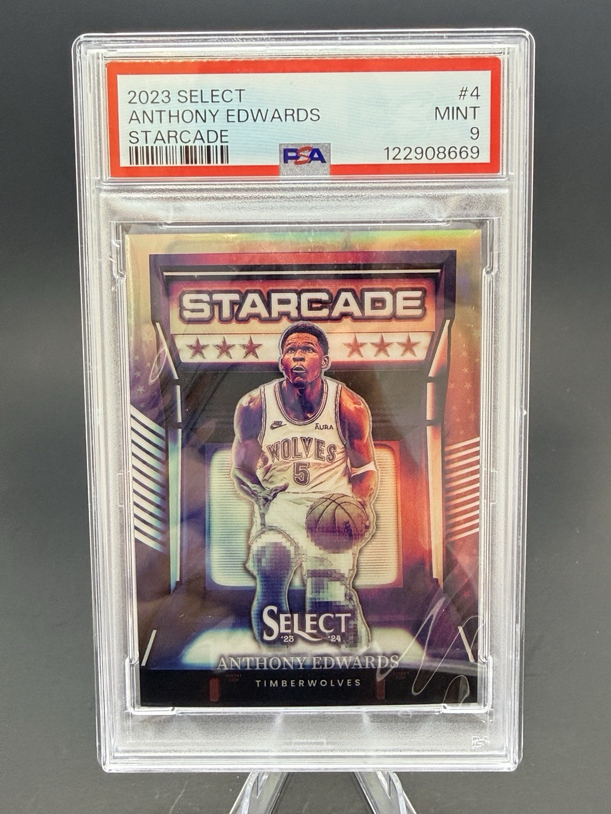 2023-24 Panini Select Starcade Anthony Edwards #4 PSA 9 Timberwolves