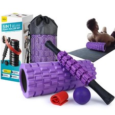 5 in1 Foam Roller Set, High Density Deep Tissue Massager for Muscle Massage, ...