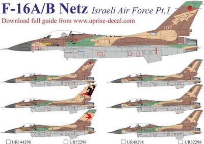 1:72 Decal IAF F-16A/B Netz IDF Pt.1 with stencils (FFA) UpRise UR72298