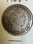 1909 Barber Silver Half Dollar-F 90% Silver