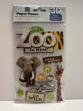 Paper House At the Zoo In here scrapbooking Sticker Title Word Jungle elephant