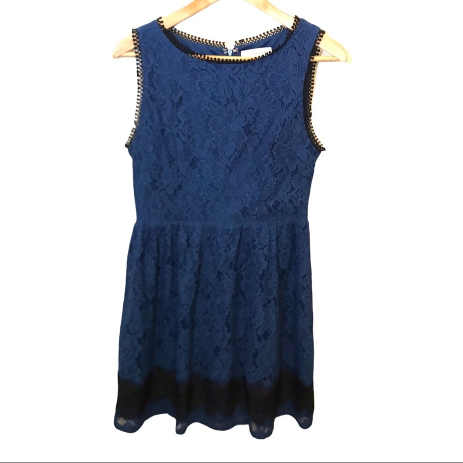 Francesca's Cornelia Lace Blue Dress Fit Flare Medium Short Sleeveless