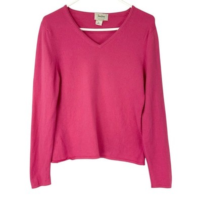 Neiman Marcus Pink Cashmere Sweater M Pullover V-Neck Long Sleeve Scotland Made