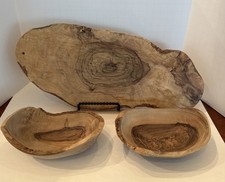 Lot Handmade Rustic Wooden Serving Cutting Bo...