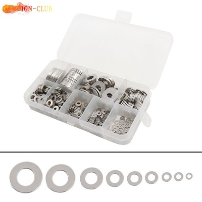 #ad 600 Pcs 304 Stainless Steel Precision Washers Assortment Set For General Purpose $9.94