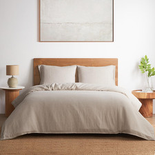 Natural French Flax Linen Duvet Cover Set with Zipper, Queen Size