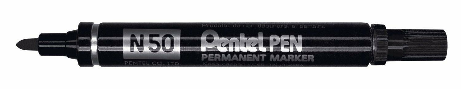 Pentel N50-A Black Permanent Marker Pen Bullet Tip - Single