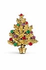 Vintage Eisenberg Ice Christmas Tree Brooch Gold Tone Purple Holiday Pin