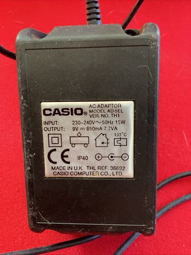 Casio AD-5EL AC Power Adapter Black 9-V 850mA for CA-100 & CT-430 Piano Keyboard - Picture 2 of 3