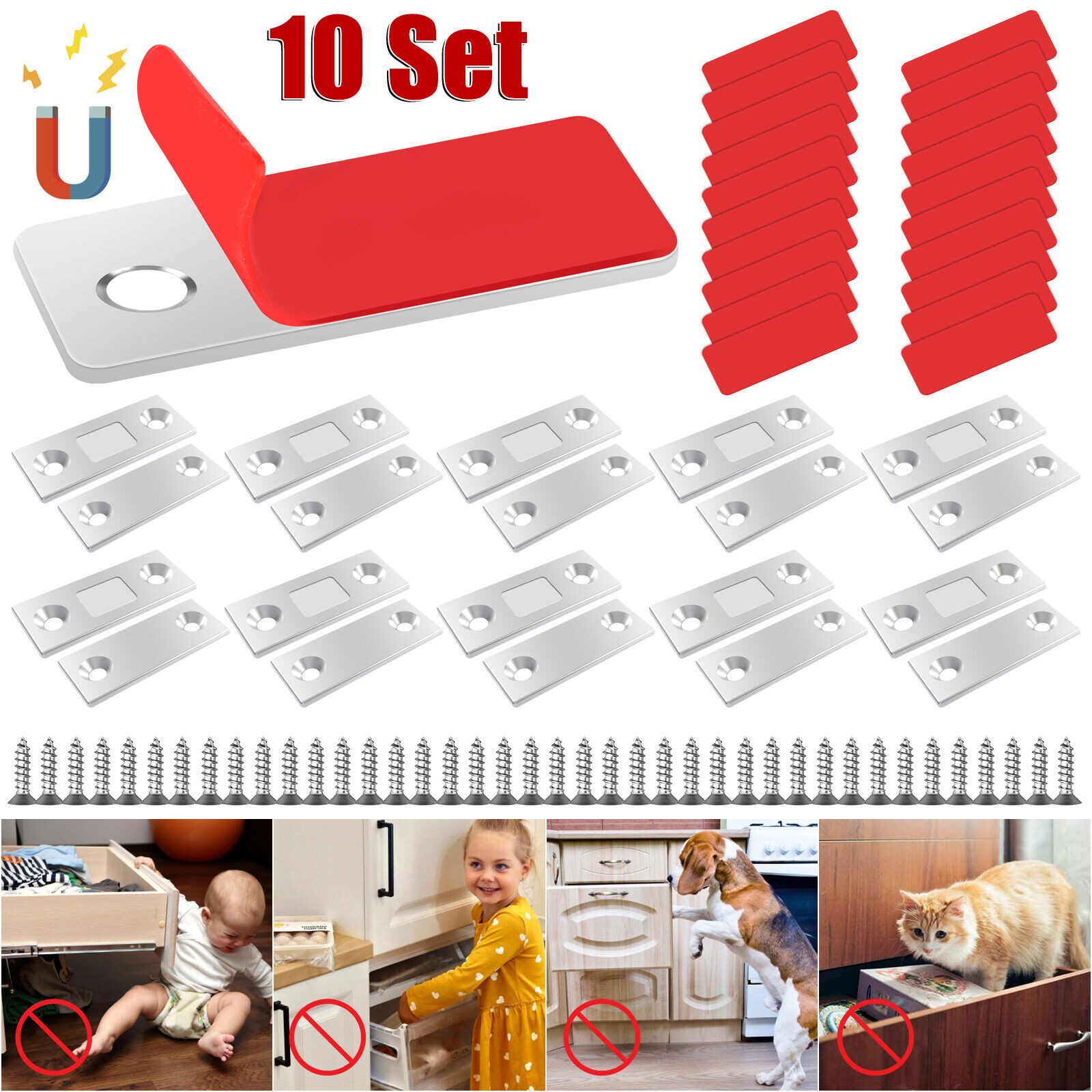 Lot Strong Magnetic Door Closer Cabinet Catch Latch Cupboard Closures Tool