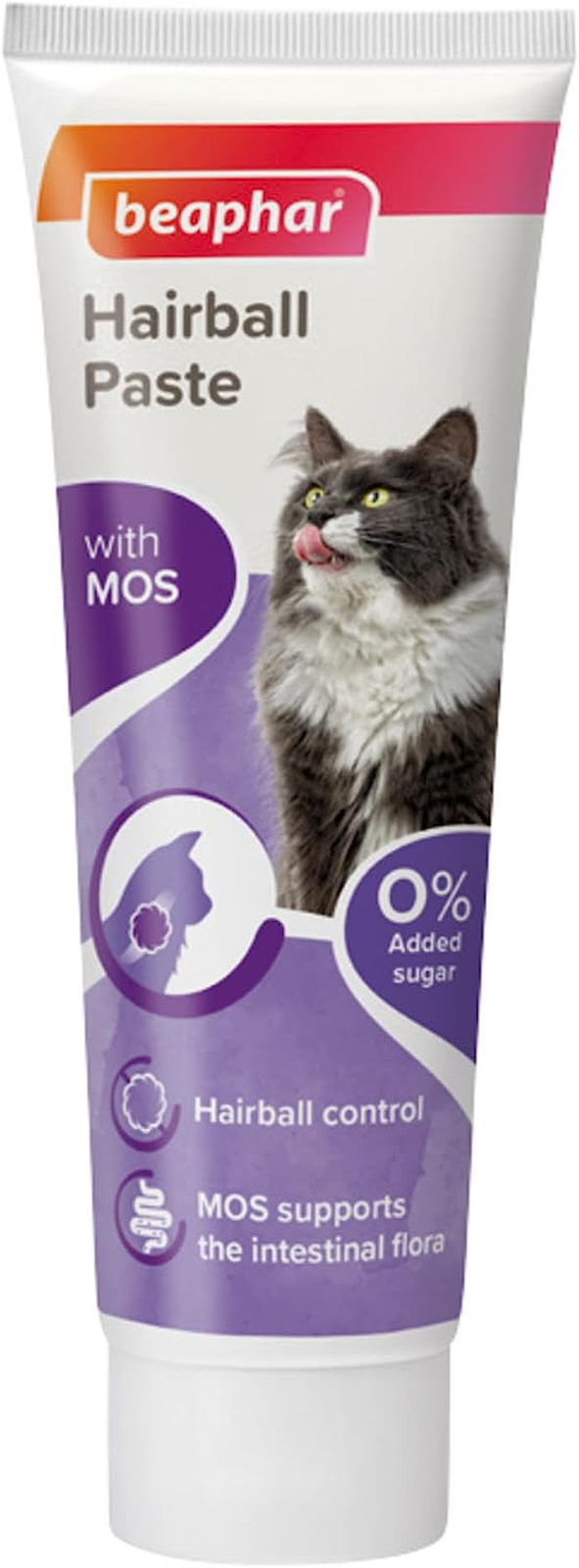 Beaphar - Hairball Paste for Cats – 2-In-1 Paste with Malt and Prebiotics (MOS)