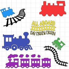 Kids Train Vinyl Decal Sticker Set for Wall, Door, Car, PC Laptop, Desk, Nursery