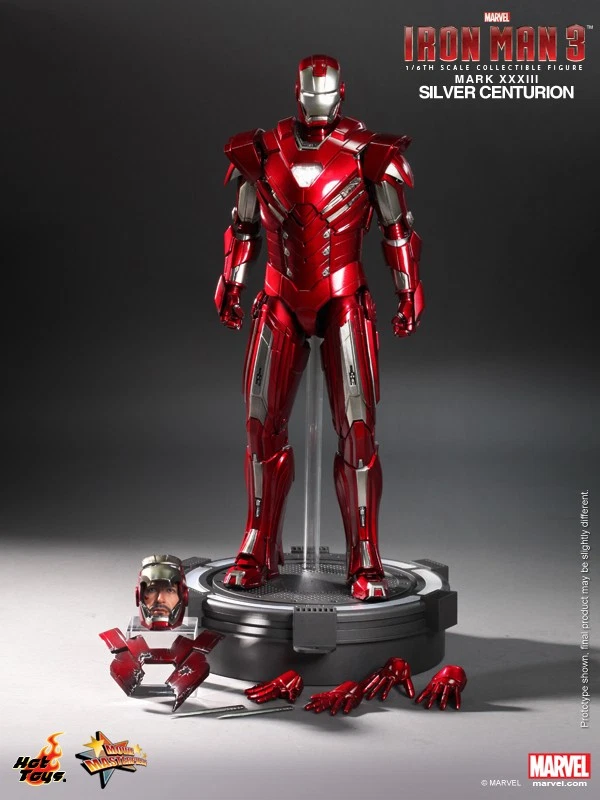 Hot Toys Iron Man 3 Mark XXXIII Centurión de Plata 1/6 Coleccionables Figura Stock Foto 4 de 4