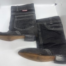 Vintage Matake Black Denim Boots Size 5.5