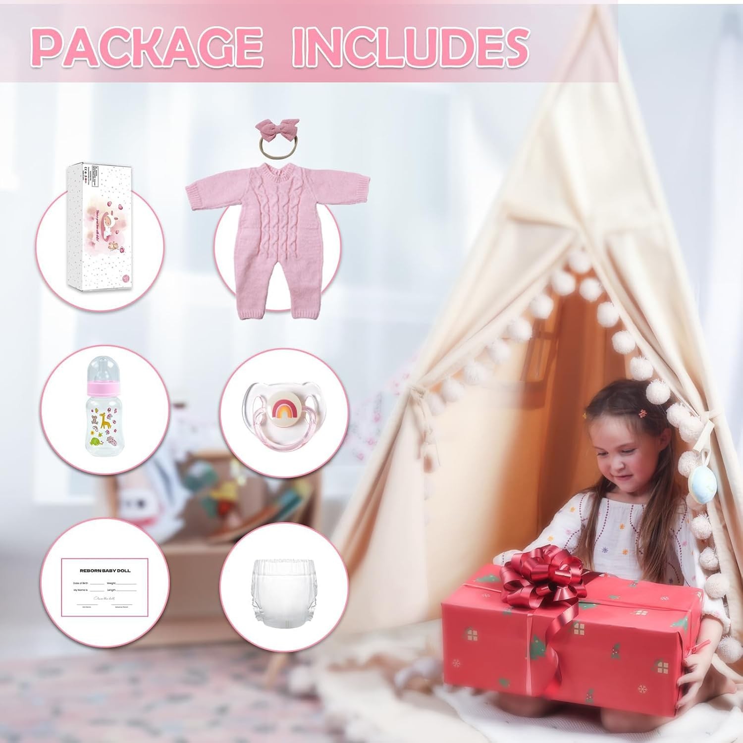 WOOROY Realistic Reborn Baby Dolls – 18-Inch Real Life Sleeping Newborn Girl, 