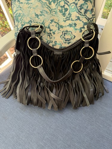 YSL La Boheme Fringe Hobo Bag Black 2002 Tom Ford Design