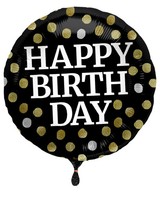 Happy Birthday Glossy Black - Folienballon Als Partydeko 45Cm